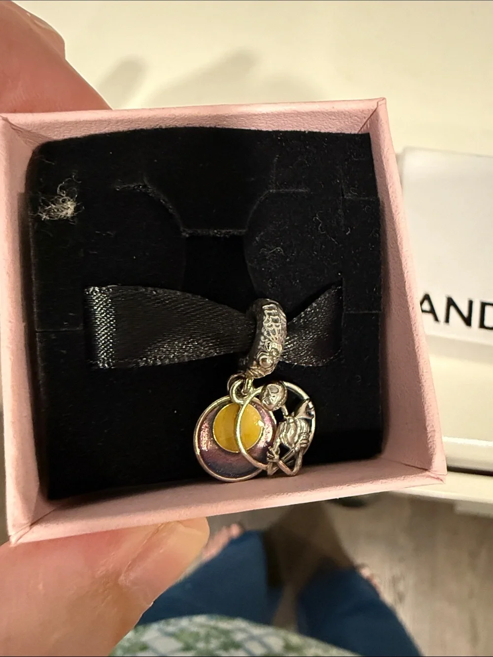 Pandora Silver Jack Skellington Dangle Charm with Yellow and Blue-Purple Enamel - Picture 4 of 4